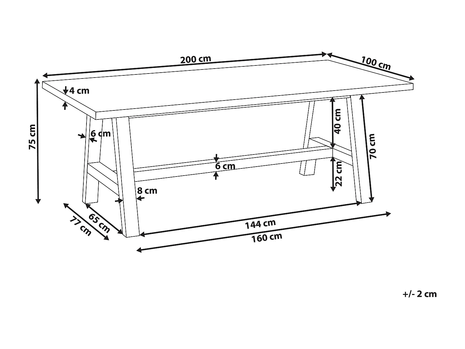 Table de salle à manger de jardin TONNARE 200 cm 100 cm Béton Gris