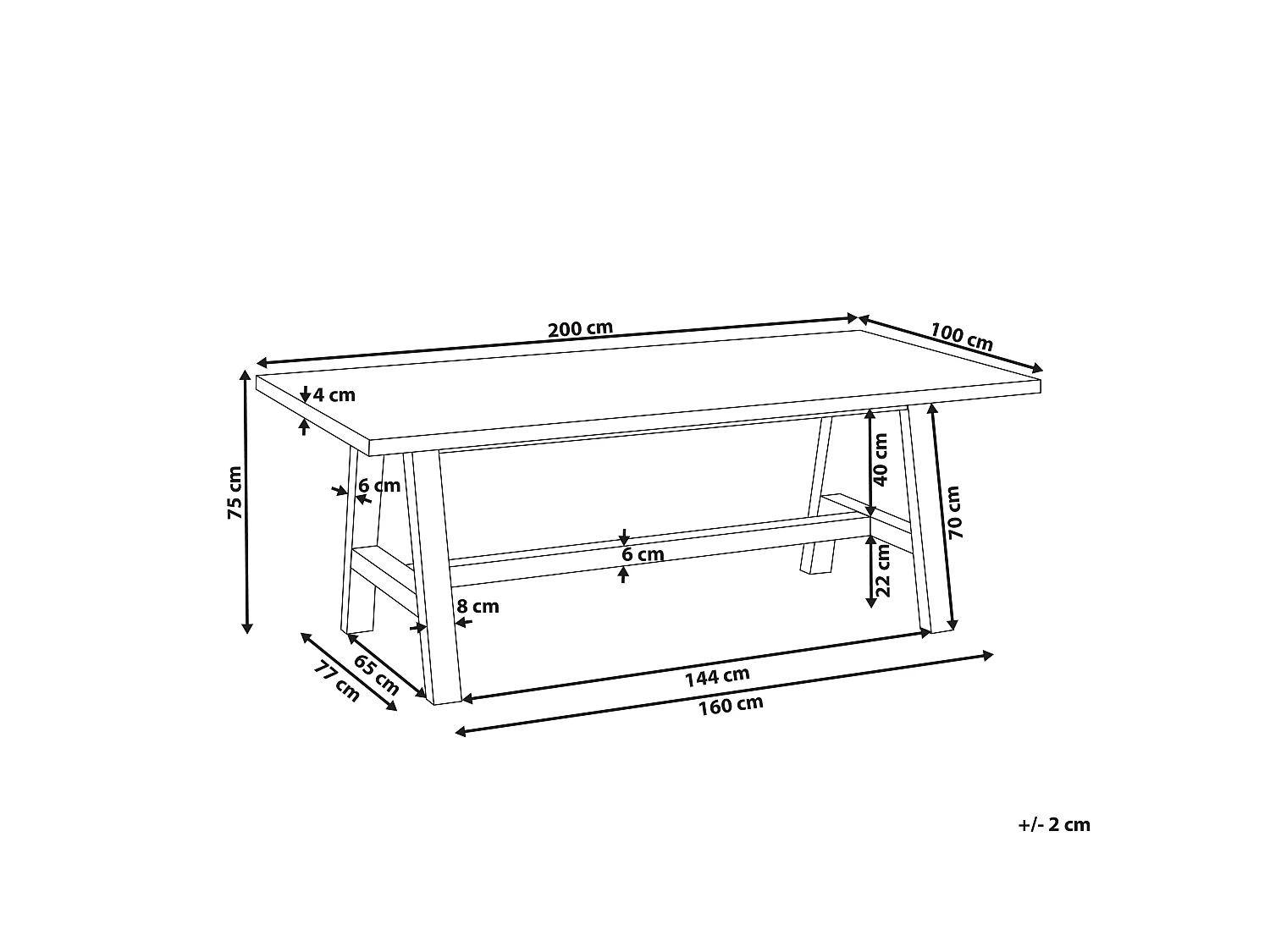 Table de salle à manger de jardin TONNARE 200 cm 100 cm Béton Gris