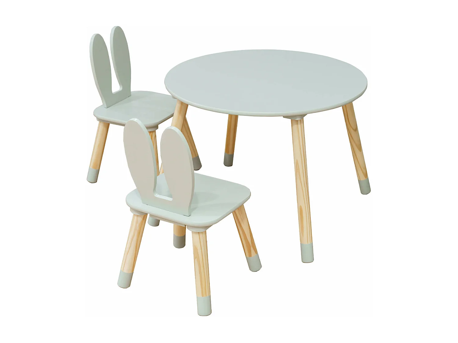 Tavolino e 2 Sedie per Bimbi Rebecca Mobili Milicia 44x60x60 MDF Pino Verde Acqua Marrone SET 3 pezzi
