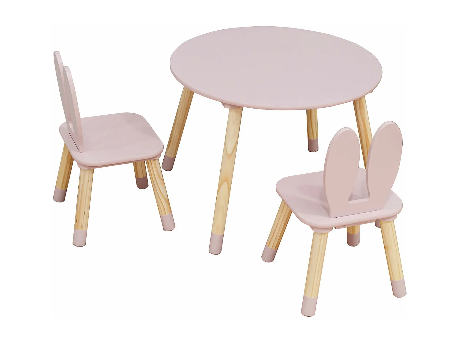 Tavolino e 2 Sedie per Bimbi Rebecca Mobili Hely 44x60x60 MDF Pino Rosa Marrone SET 3 pezzi