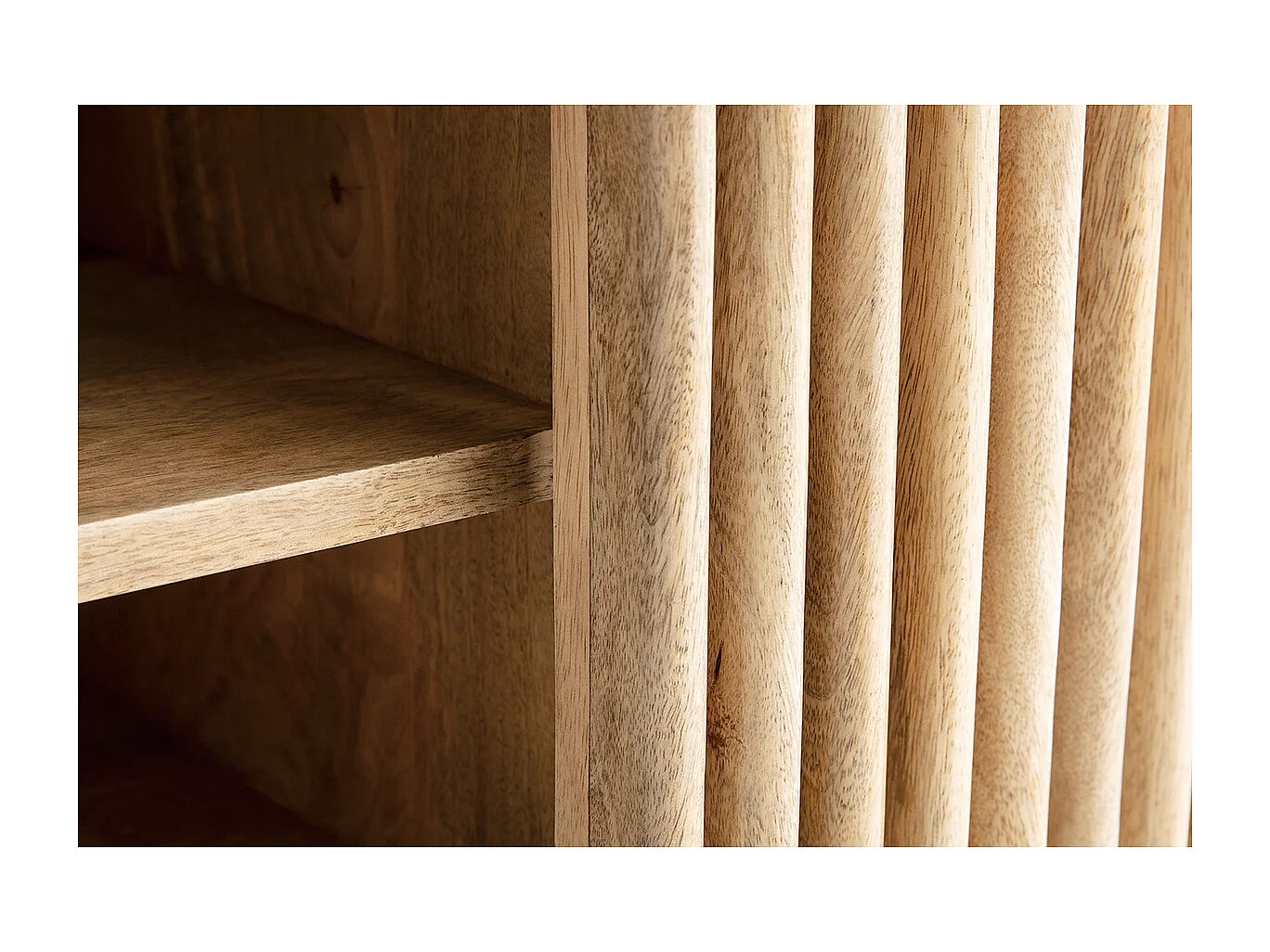 Meuble TV bois manguier massif avec portes coulissantes L140 cm ALBA