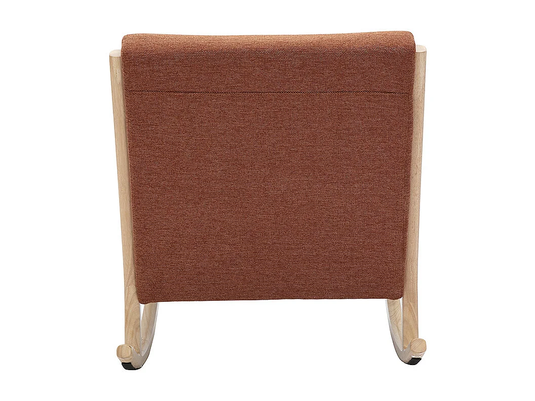 Sedia a dondolo scandinava in tessuto effetto velluto color bruciato e legno massello chiaro DERRY