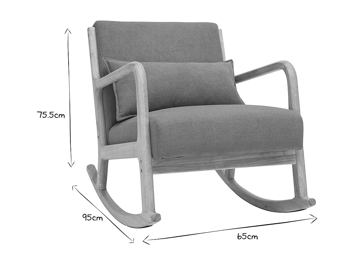 Sedia a dondolo scandinava in tessuto effetto velluto color bruciato e legno massello chiaro DERRY