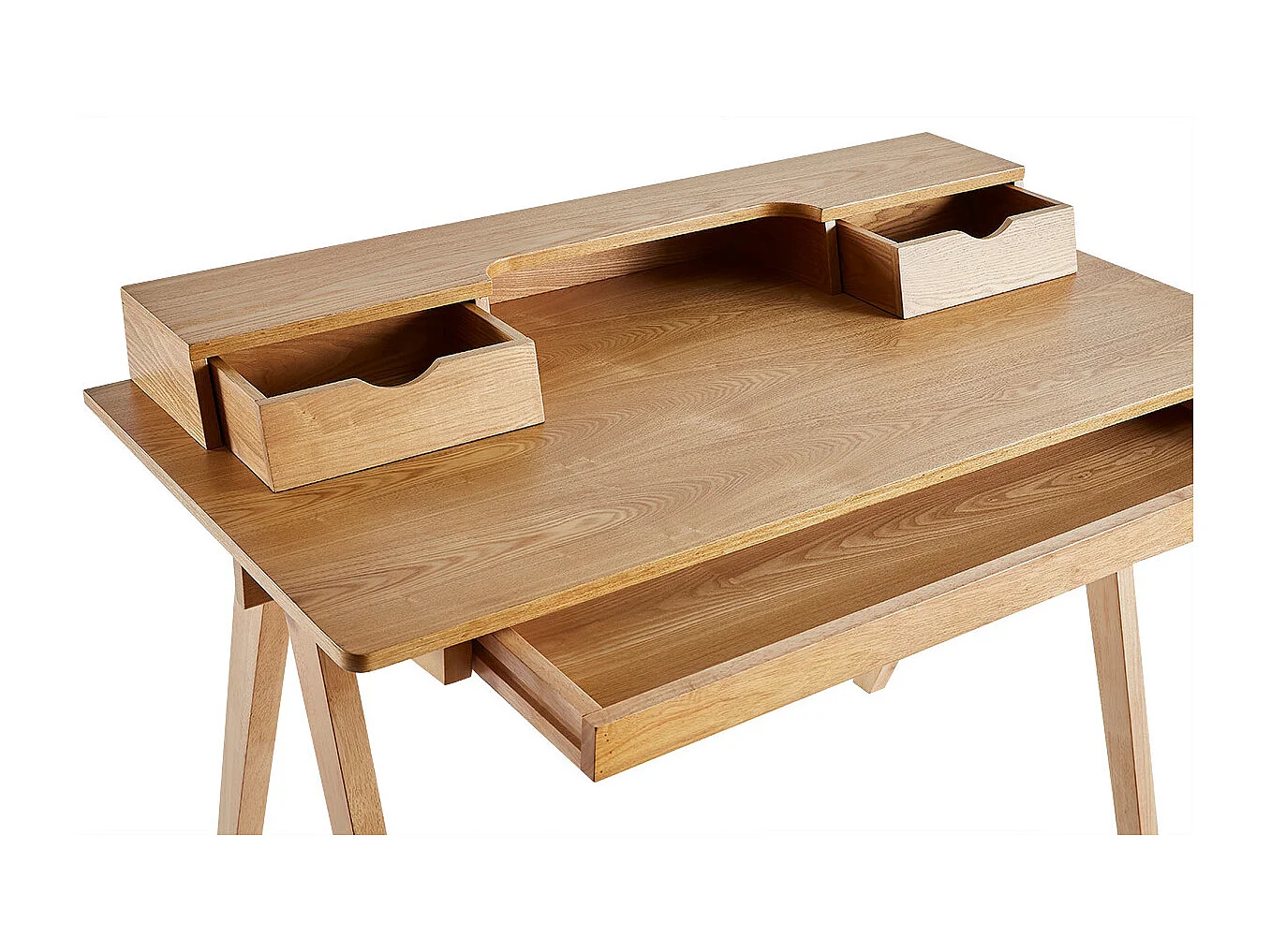 Schreibtisch aus hellem Holz mit Ablagen L120 cm PULITO