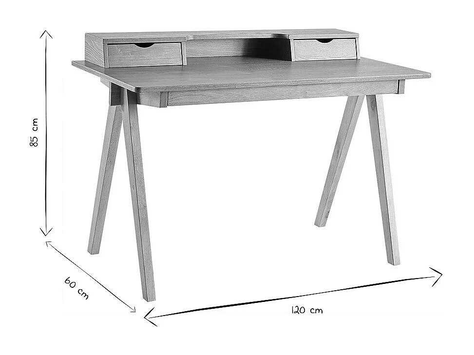 Schreibtisch aus hellem Holz mit Ablagen L120 cm PULITO