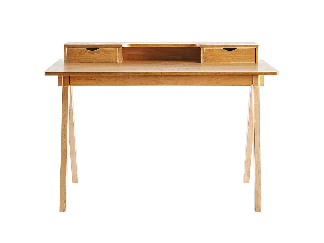 Schreibtisch aus hellem Holz mit Ablagen L120 cm PULITO
