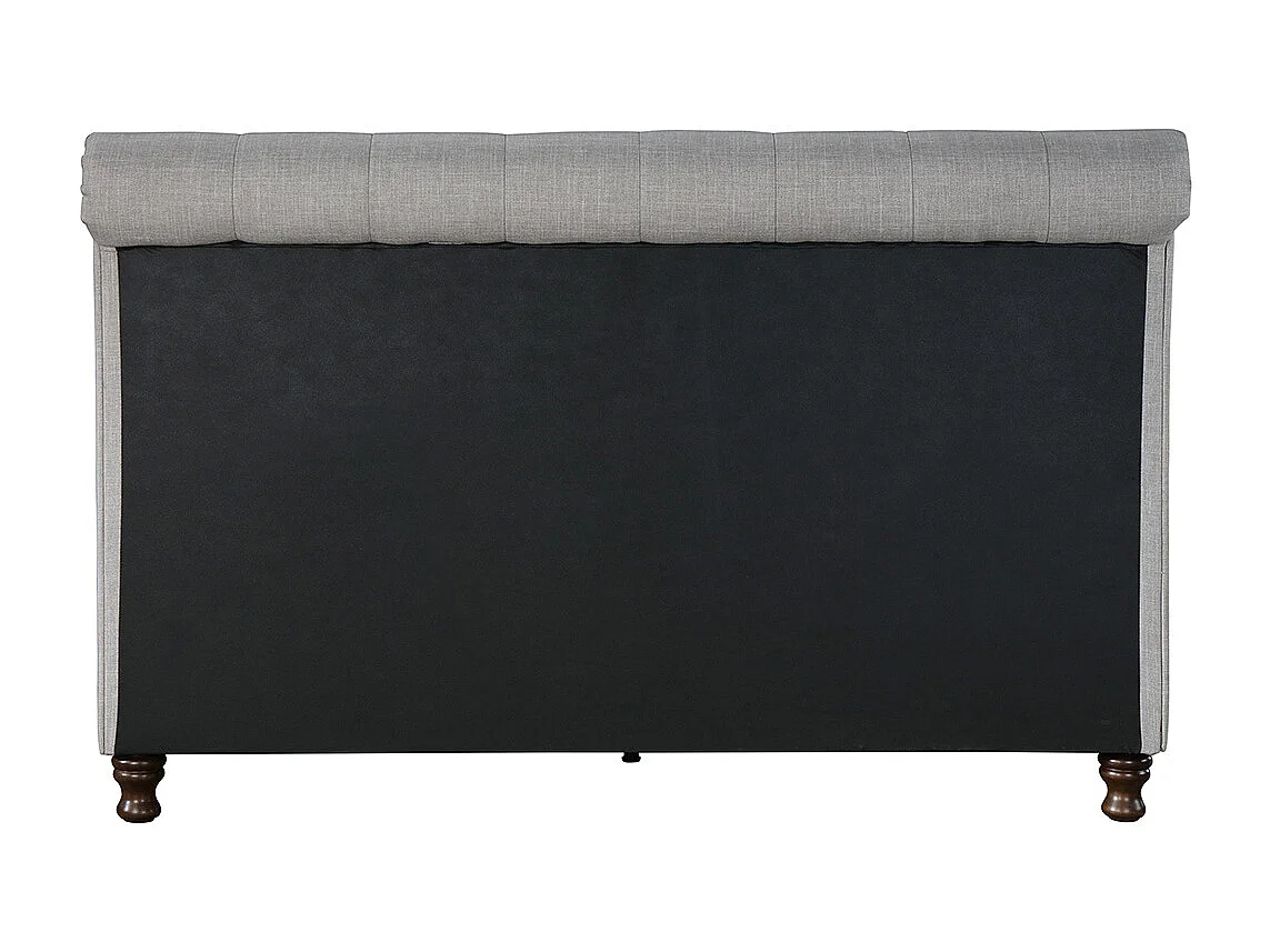 Lit 2 places 160x200 cm en tissu gris capitonné RILEY