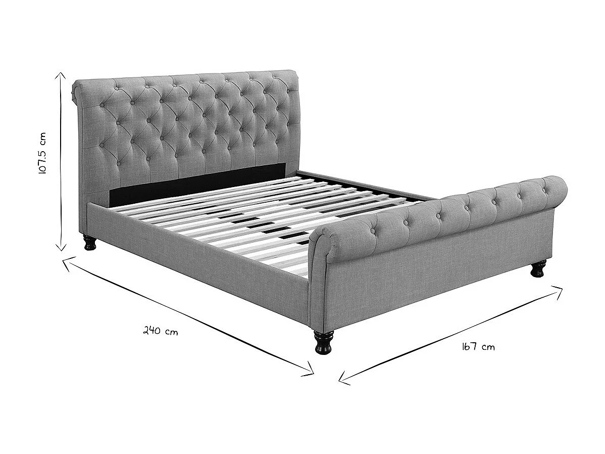 Letto design matrimoniale 160*200 lino grigio RILEY