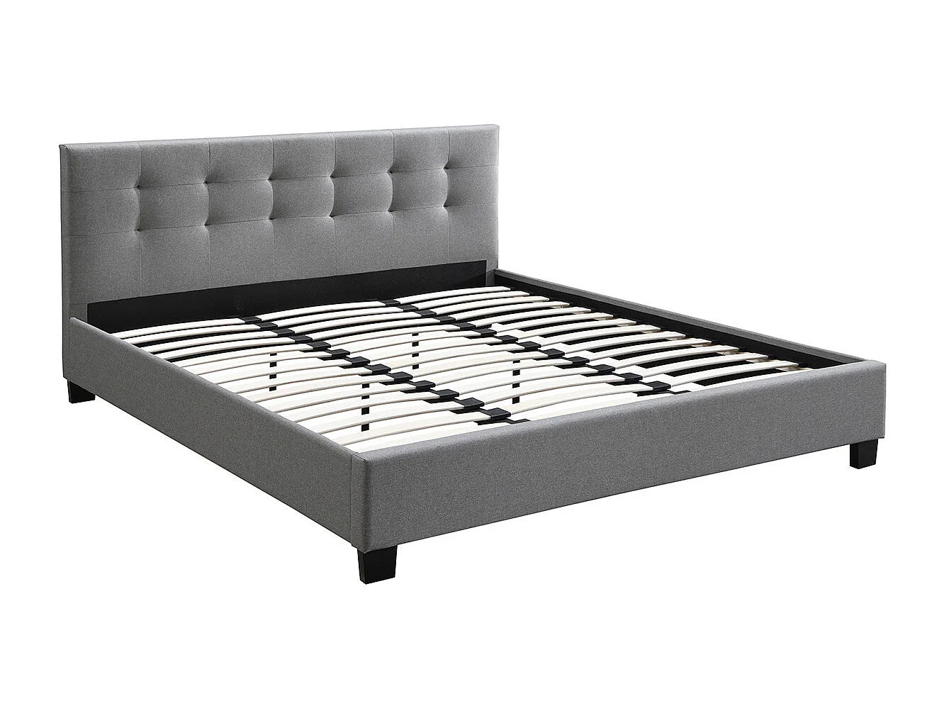 Bett 180 x 200 Stoff Grau gepolstert MARQUISE