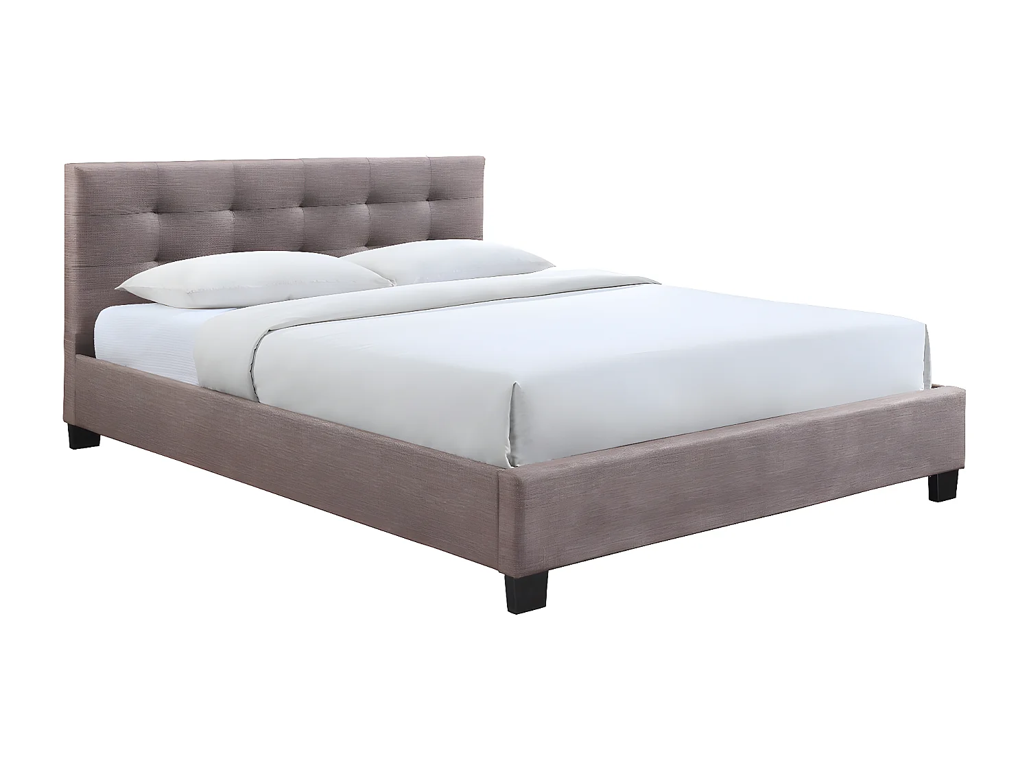 Bett 160 x 200 Stoff Beige gepolstert MARQUISE