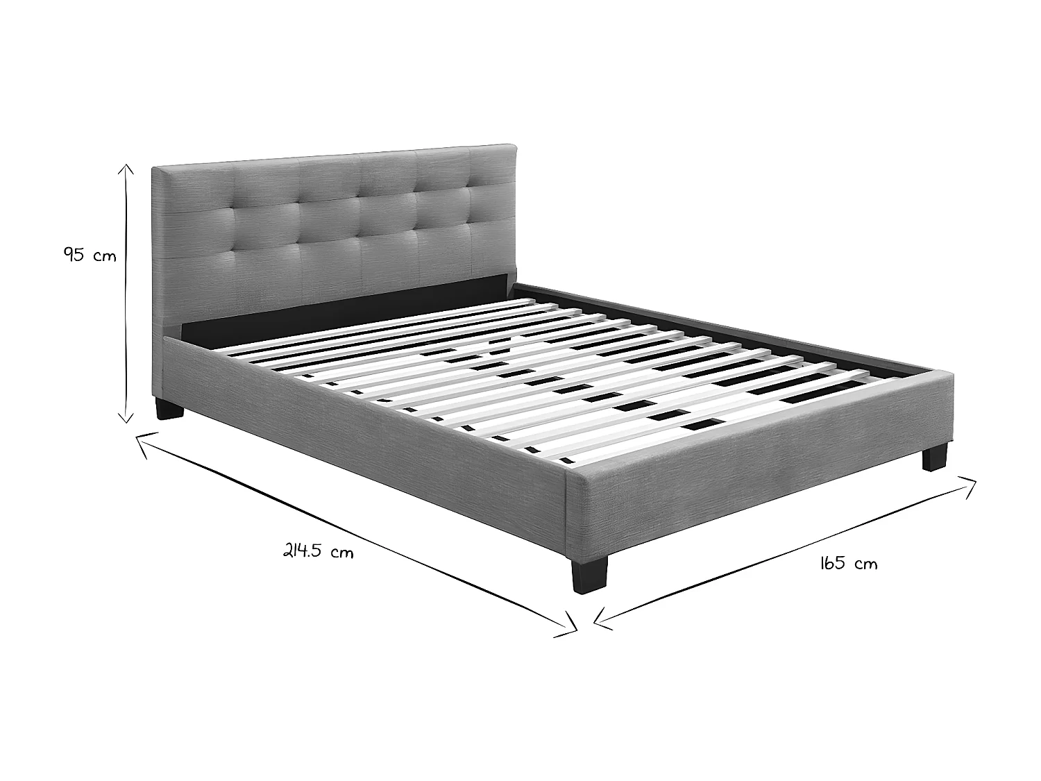 Letto 160 x 200 imbottito tessuto cammello MARQUISE