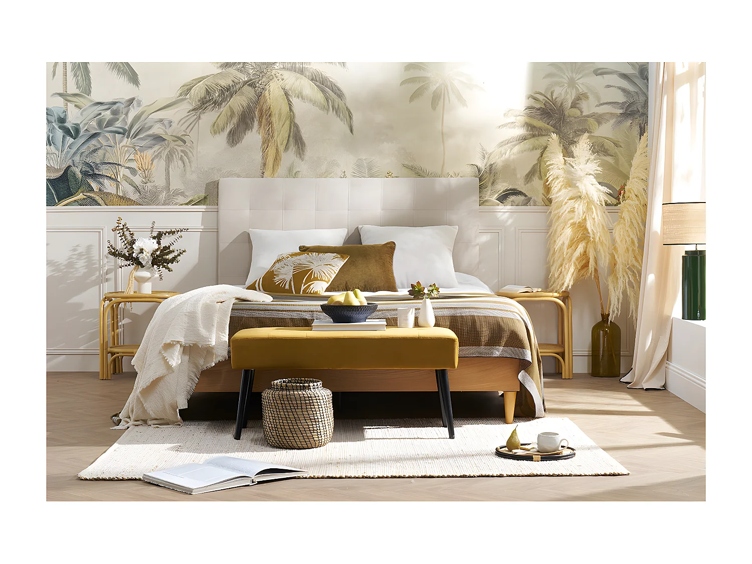 Letto adulto  160 x 200 cm con rete finitura in legno chiaro AYO