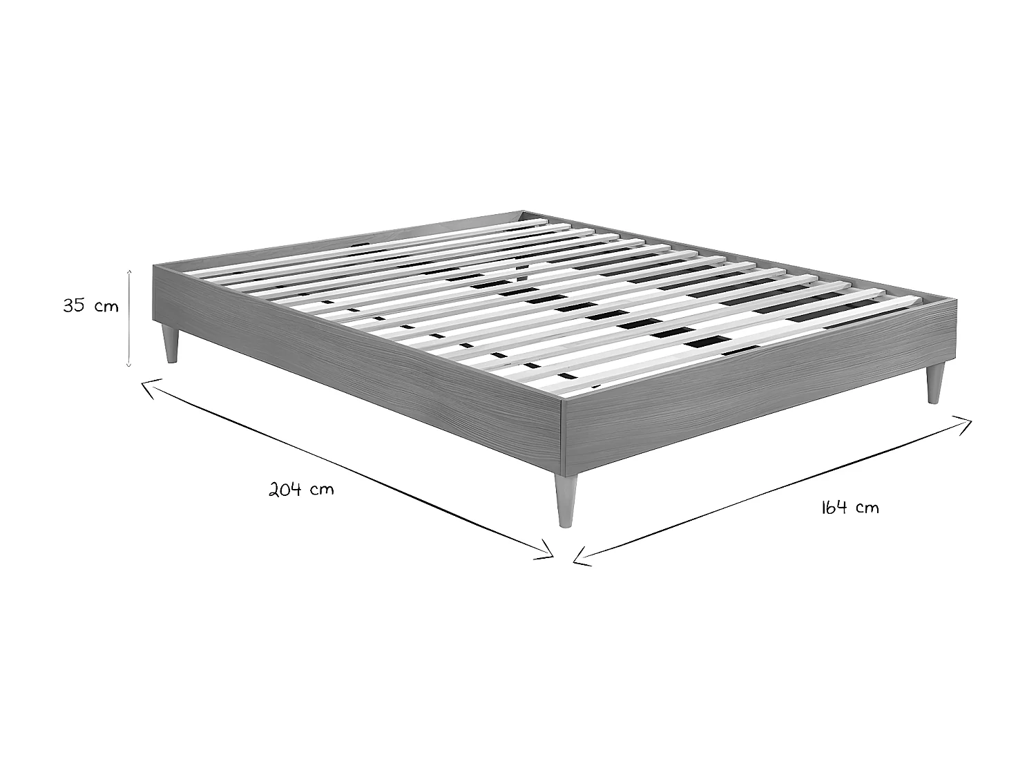 Letto adulto  160 x 200 cm con rete finitura in legno chiaro AYO