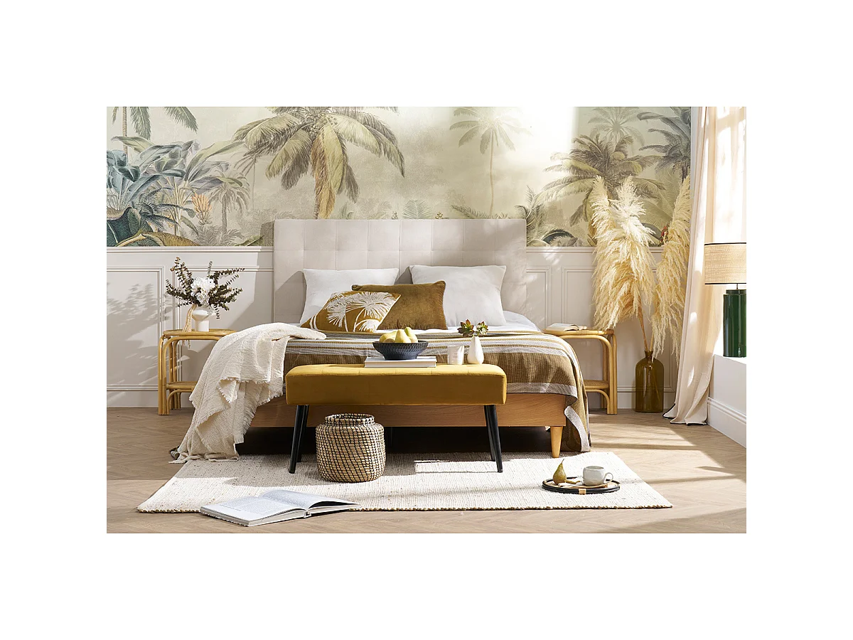 Cama adulto 160 x 200 cm con somier acabado madera clara AYO