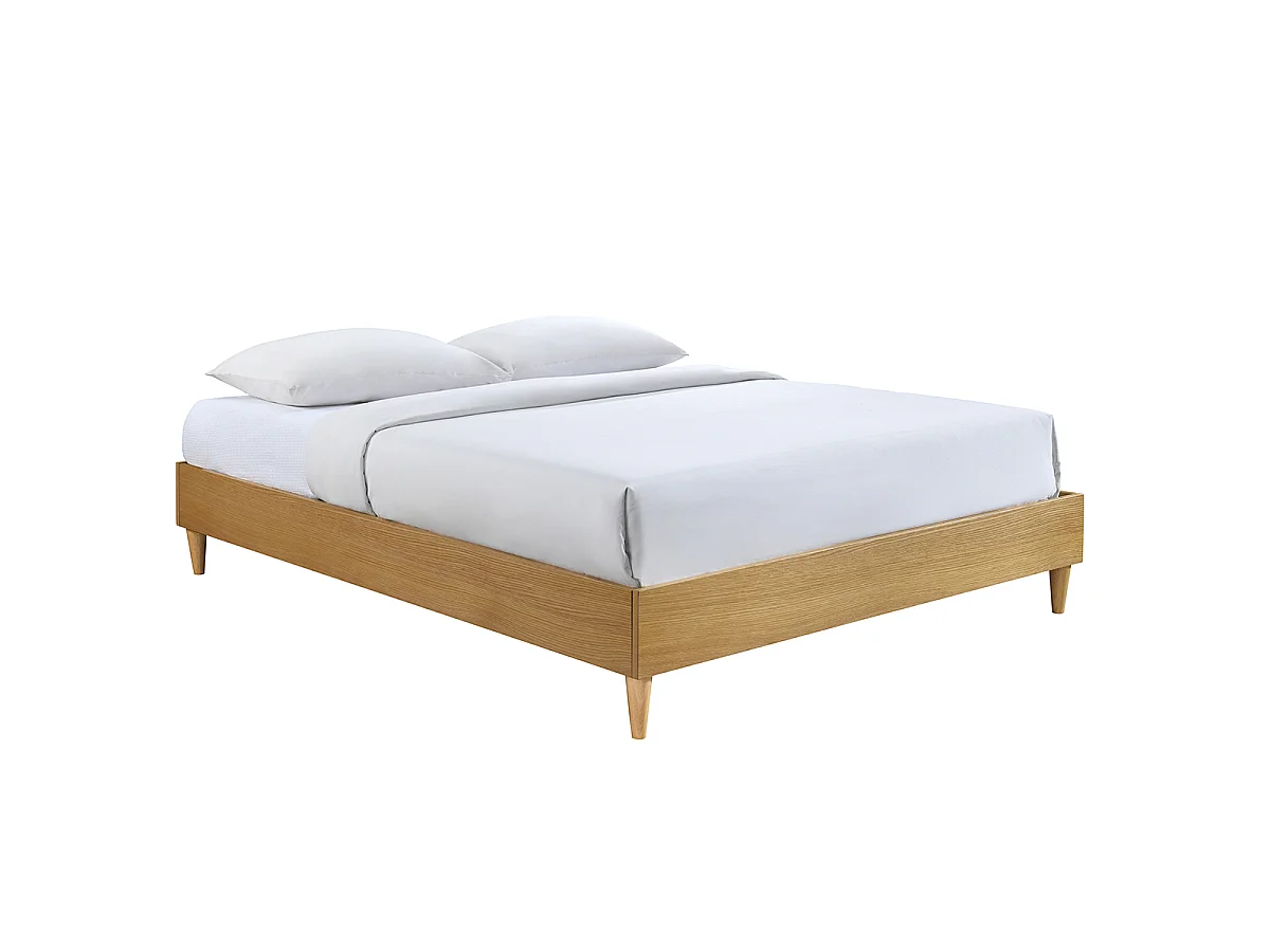 Cama adulto 160 x 200 cm con somier acabado madera clara AYO