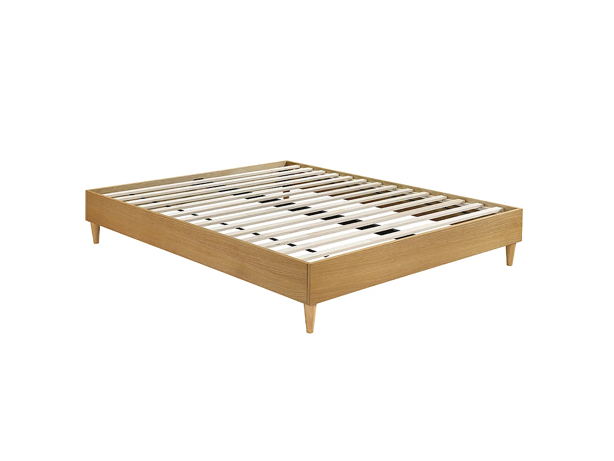Cama adulto 160 x 200 cm con somier acabado madera clara AYO