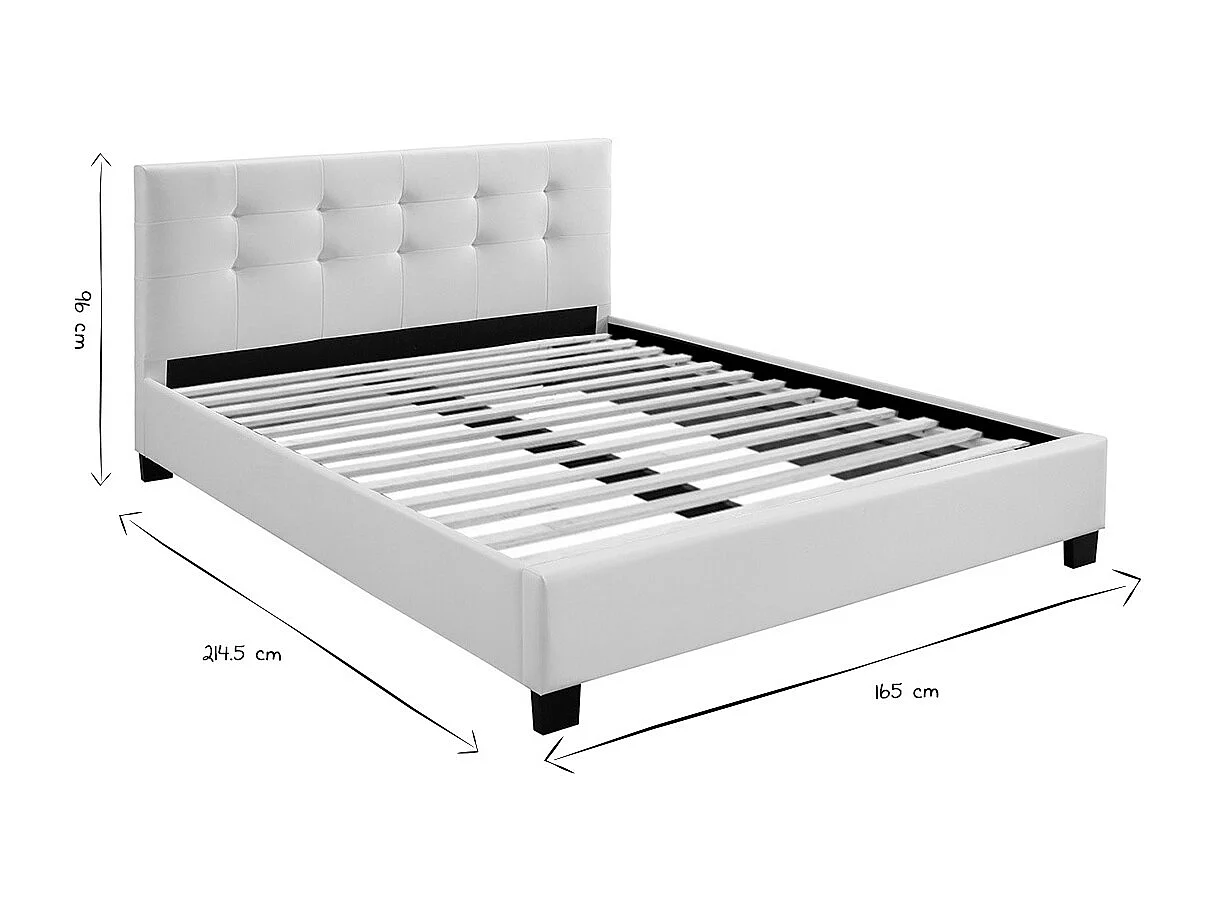 Cama 160 x 200 PU blanca acolchada MARQUISE