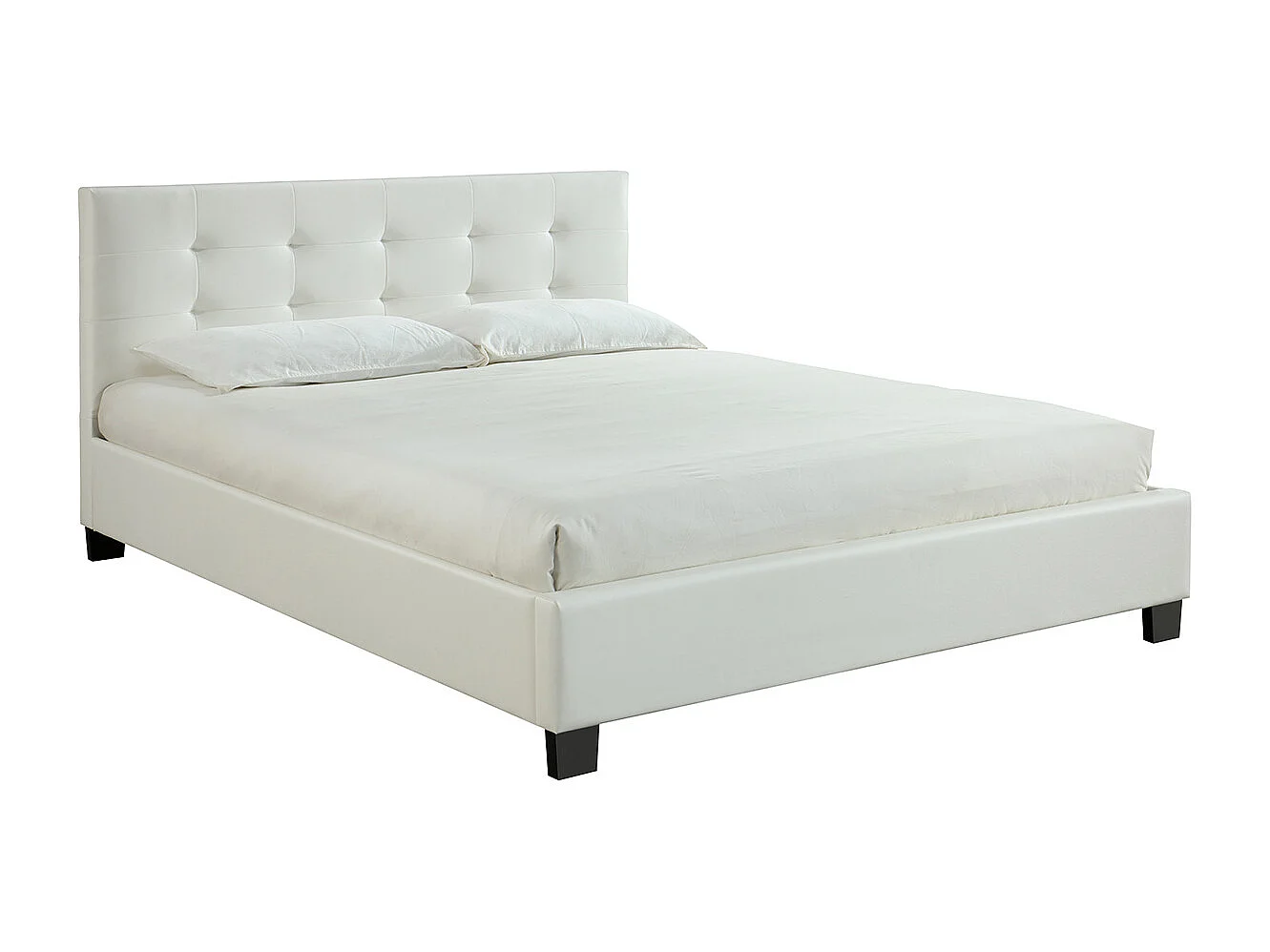 Cama 160 x 200 PU blanca acolchada MARQUISE