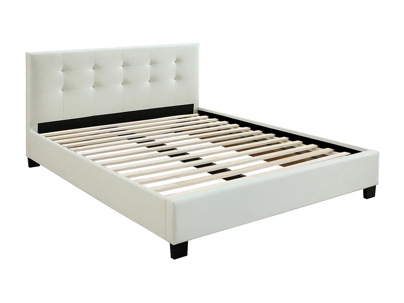 Cama 160 x 200 PU blanca acolchada MARQUISE