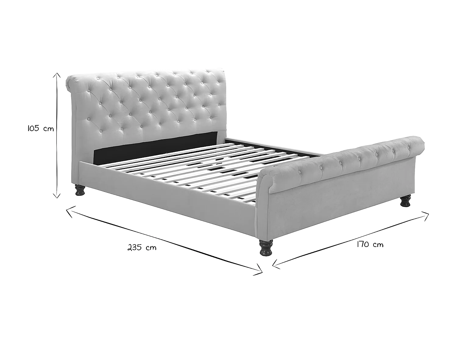 Letto matrimoniale 160x200 velluto capitonne RILEY