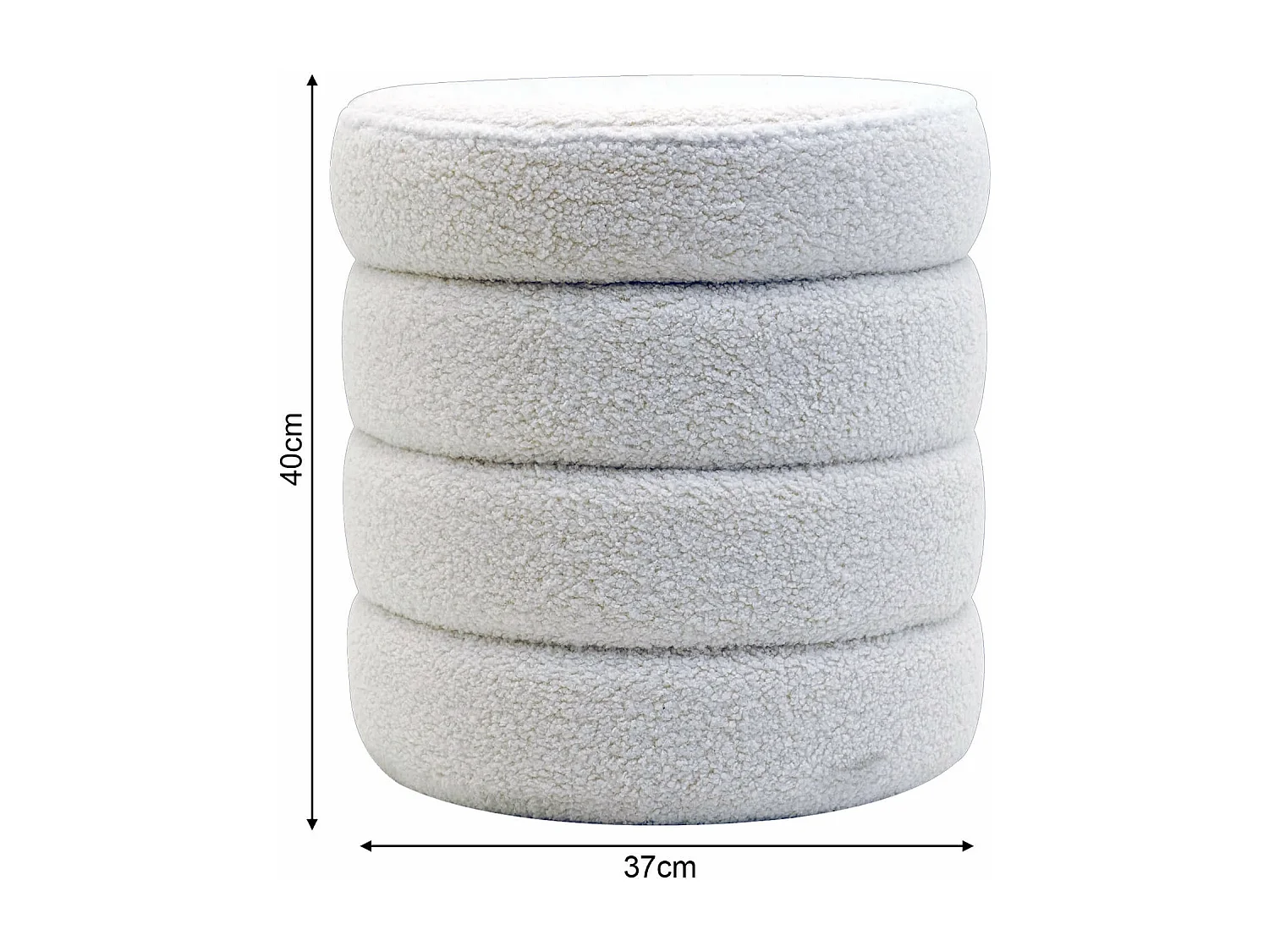 Pufe com armazenamento Rebecca Mobili Uxi 40x37x37 Tecido de Poliéster MDF Branco Moderno