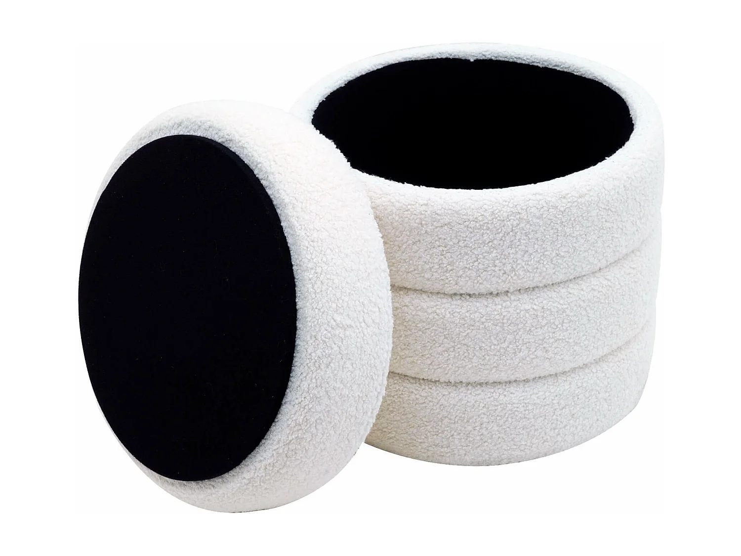 Pufe com armazenamento Rebecca Mobili Uxi 40x37x37 Tecido de Poliéster MDF Branco Moderno