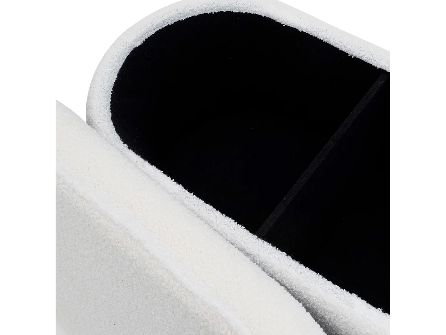 Pouf Contenitore Rebecca Mobili Rambeh 38x76x38 Tessuto Poliestere MDF Bianco Moderno