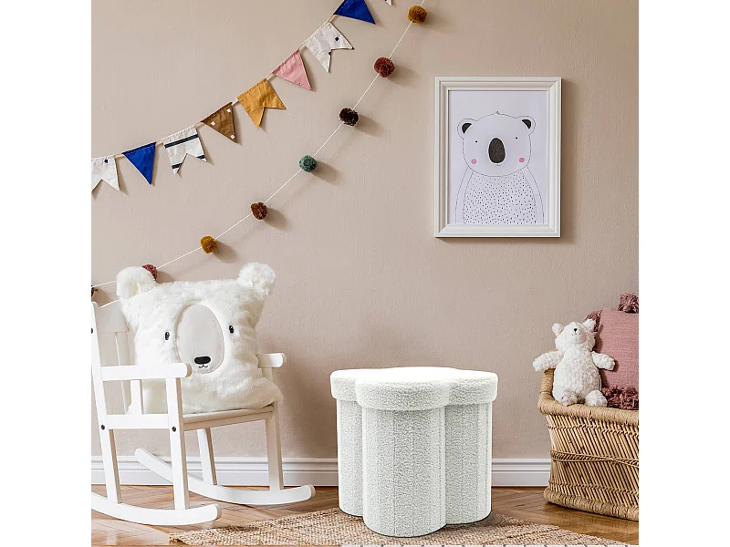 Pouf Contenitore Rebecca Mobili Sufra 40x40x40 Tessuto Poliestere MDF Bianco Moderno