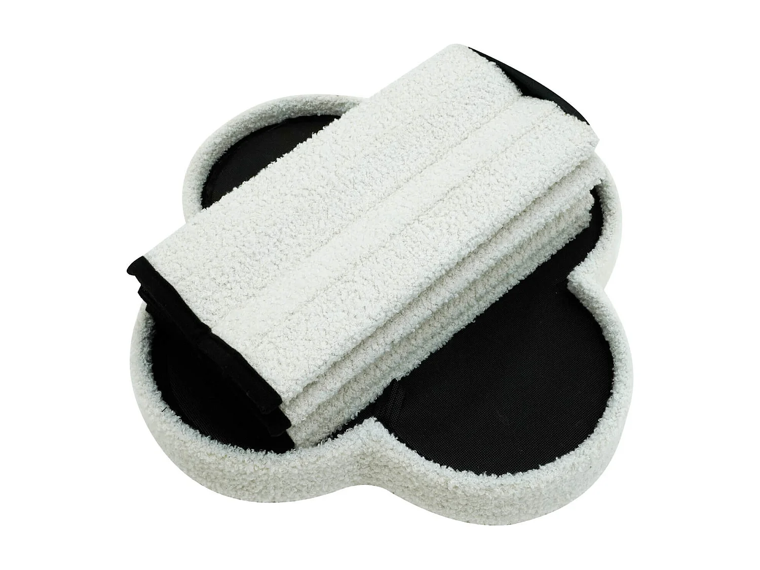 Pouf Contenitore Rebecca Mobili Sufra 40x40x40 Tessuto Poliestere MDF Bianco Moderno