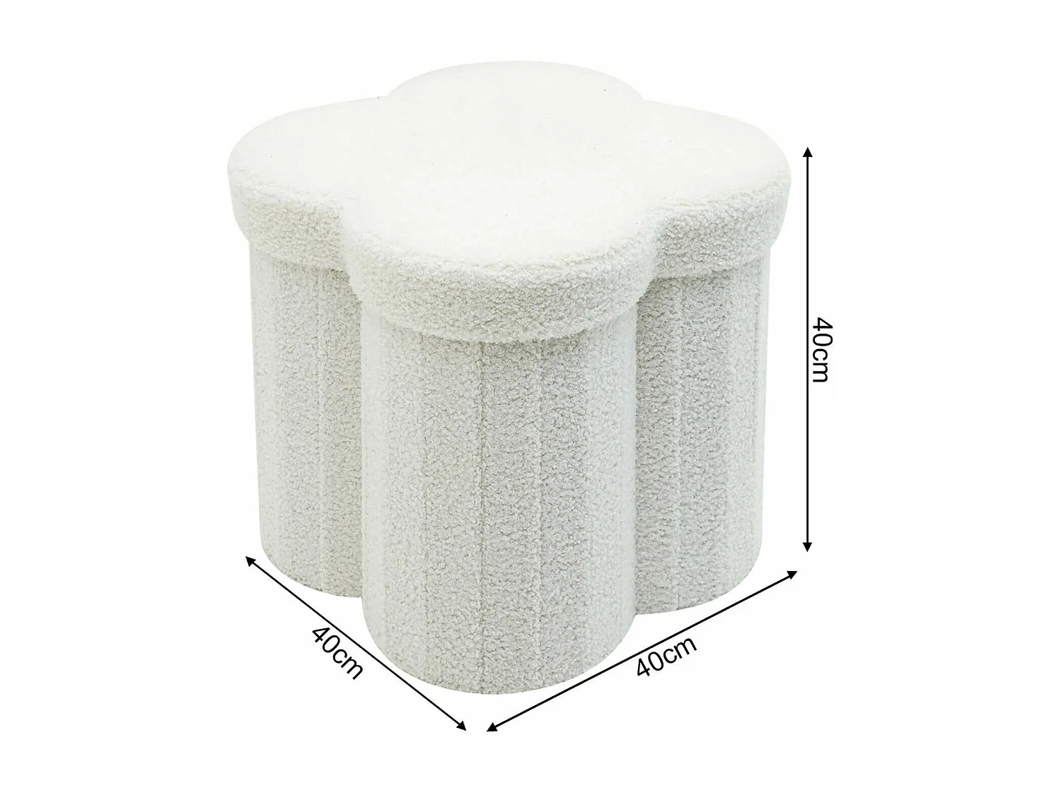 Pufe com armazenamento Rebecca Mobili Sufra 40x40x40 Tecido de Poliéster MDF Branco Moderno