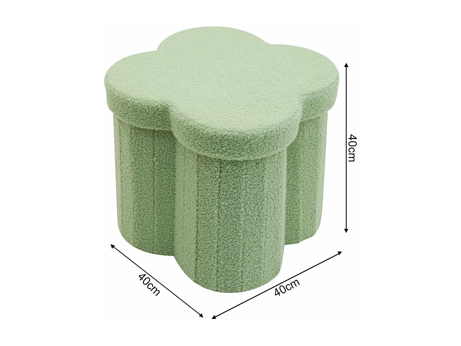Pouf avec rangement Carob 40x40x40 Tissu Polyester MDF Vert Clair Moderne