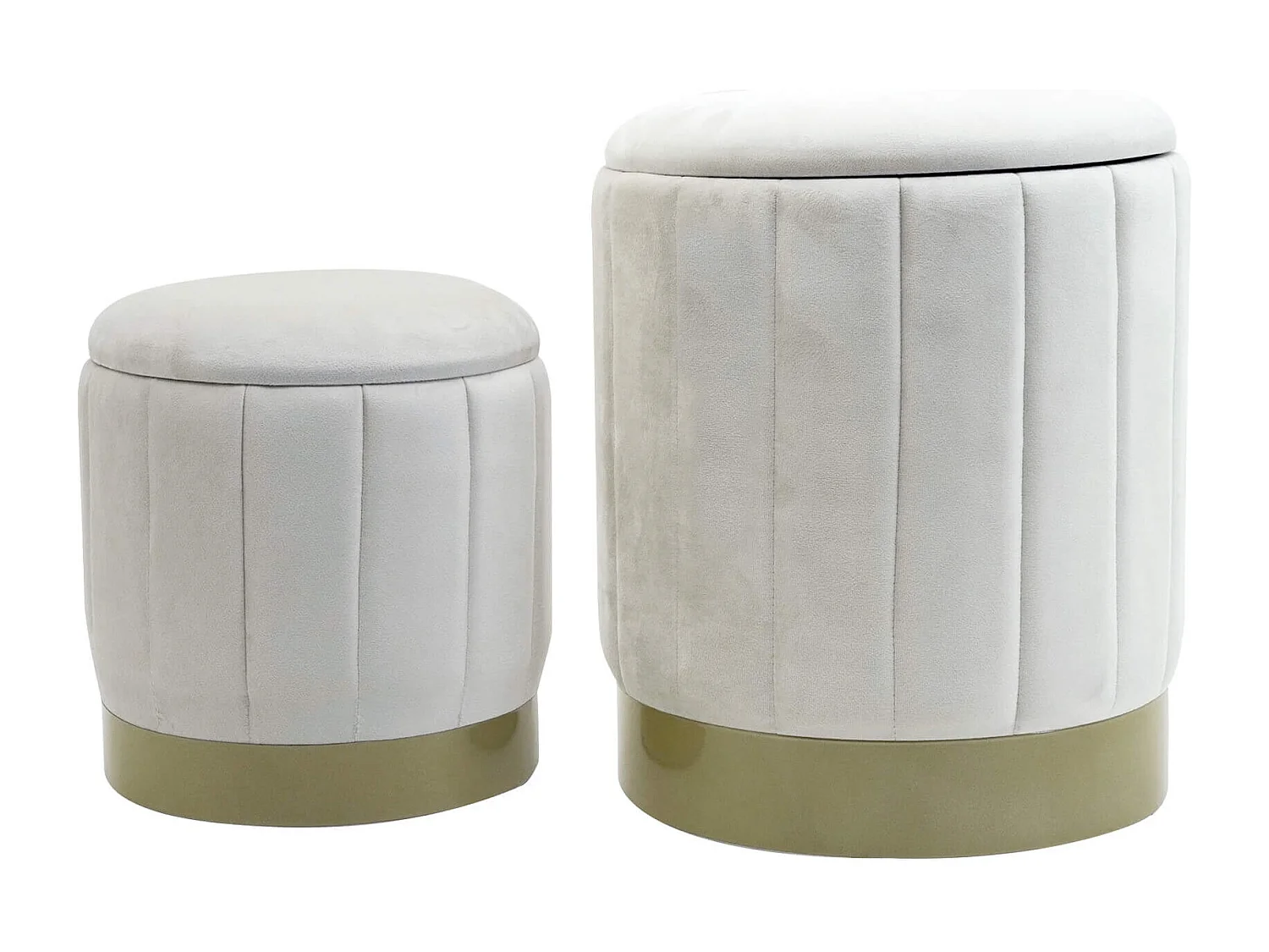 Pouf avec rangement Okome 44x35,5x35,5 Tissu Polyester Acier Blanc Jaune Moderne ENSEMBLE 2 pcs