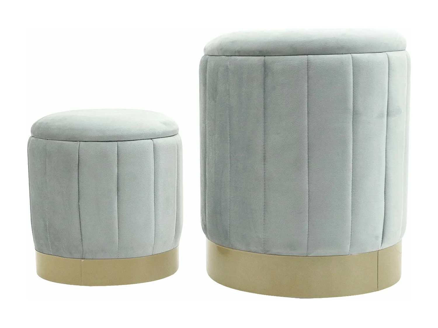 Pouf Contenitore Rebecca Mobili Avelos 44x35,5x35,5 Tessuto Poliestere Acciaio Grigio Giallo Moderno SET 2 pezzi