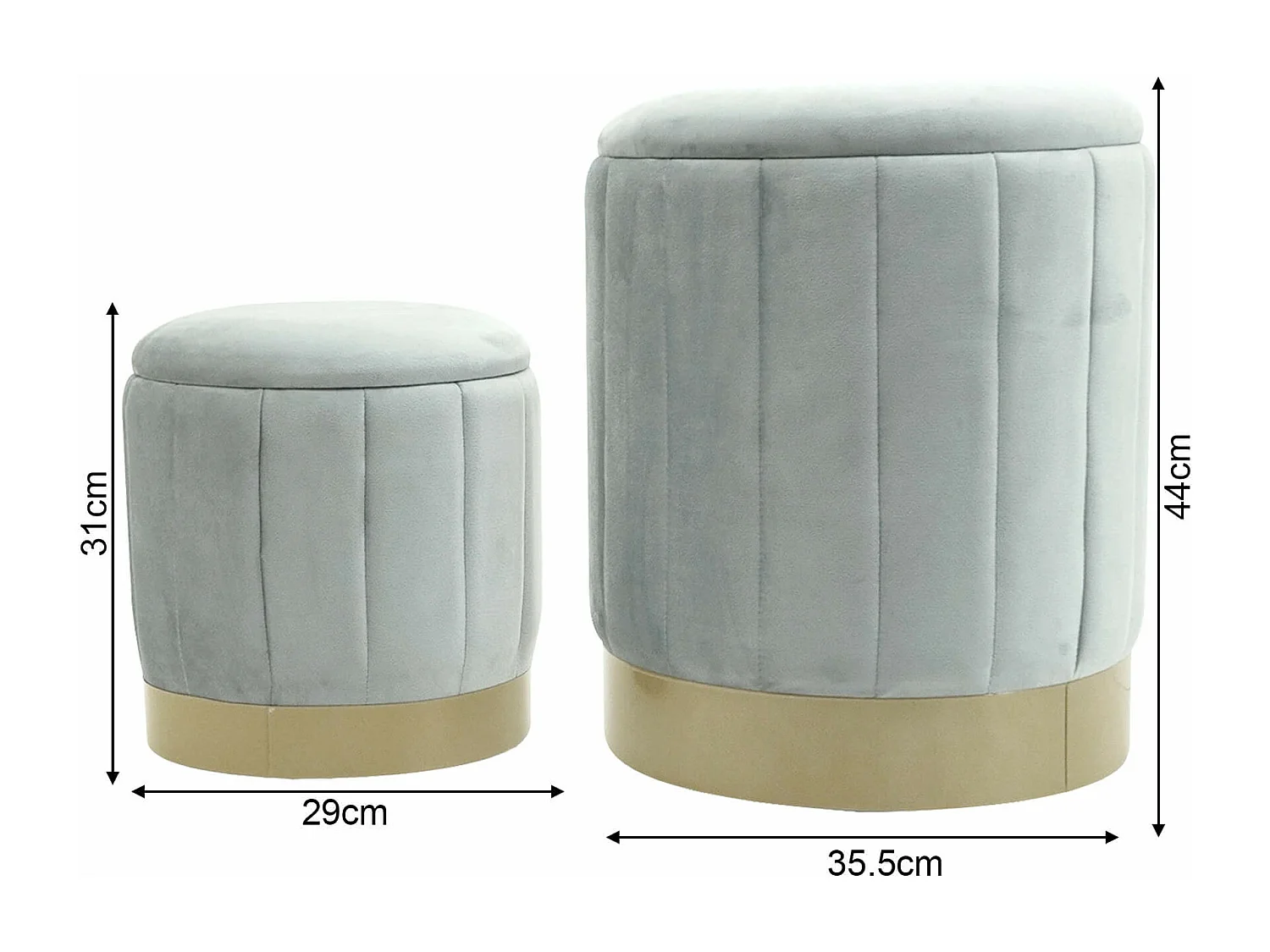 Pouf Contenitore Rebecca Mobili Avelos 44x35,5x35,5 Tessuto Poliestere Acciaio Grigio Giallo Moderno SET 2 pezzi