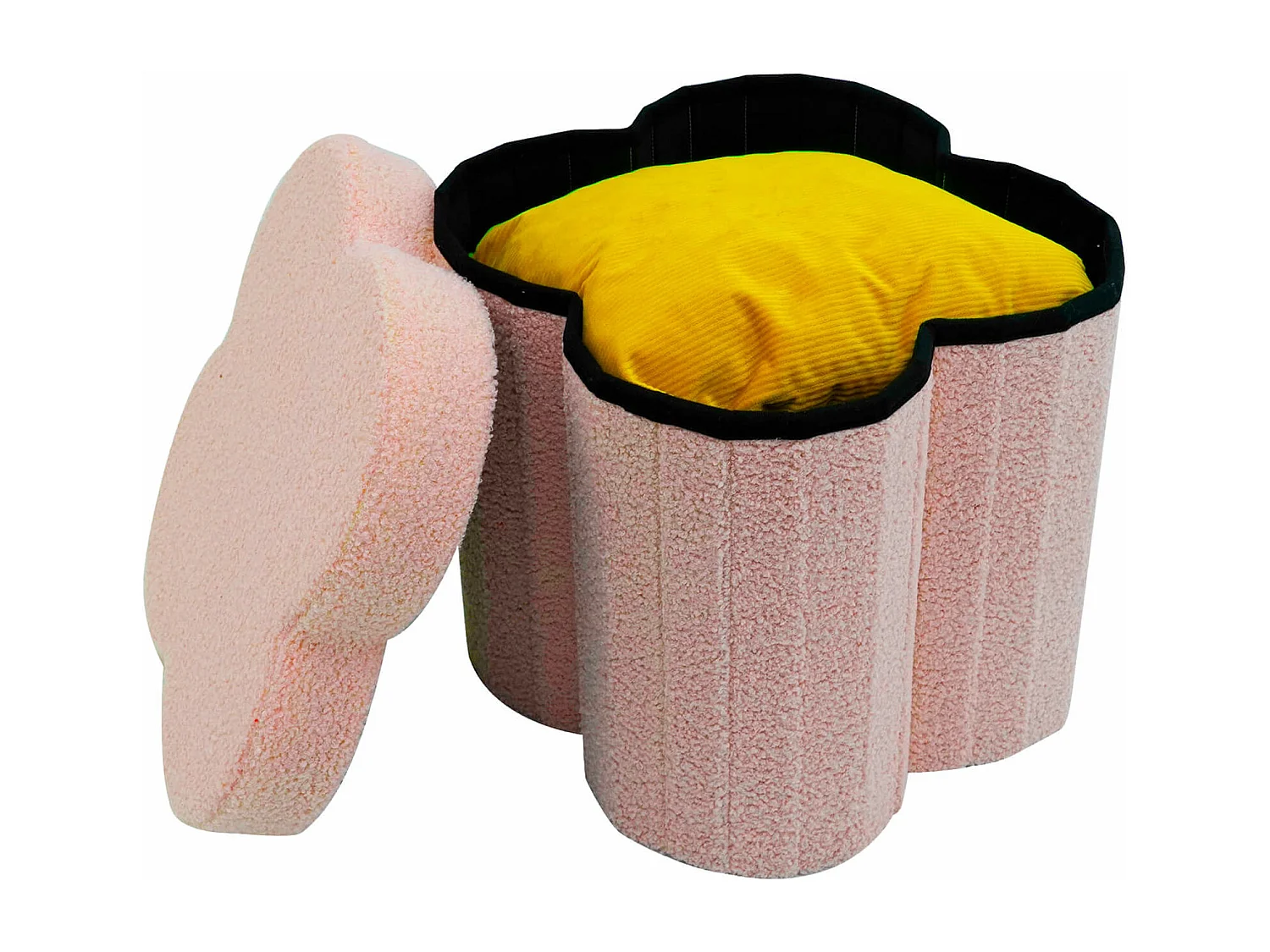 Puf con almacenaje Rebecca Mobili Hermal 40x40x40 Tela de Poliéster MDF Rosa Moderno