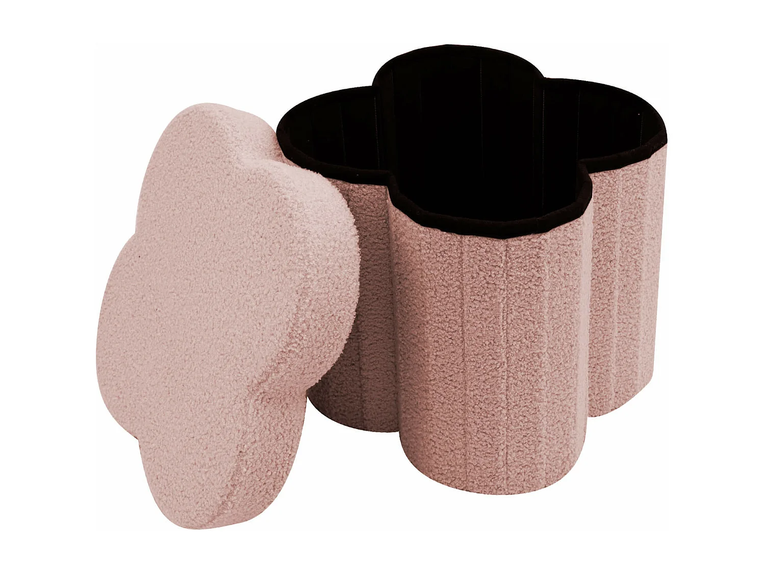 Pouf Contenitore Rebecca Mobili Hermal 40x40x40 Tessuto Poliestere MDF Rosa Moderno