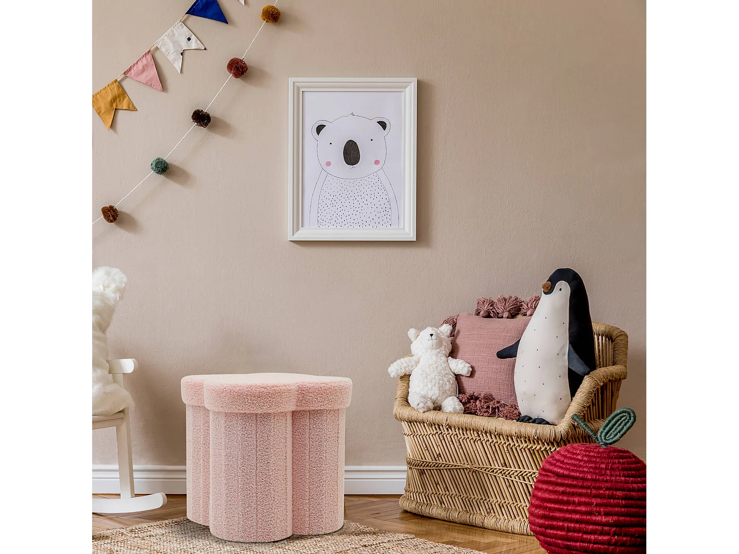 Pufe com armazenamento Rebecca Mobili Hermal 40x40x40 Tecido de Poliéster MDF Rosa Moderno