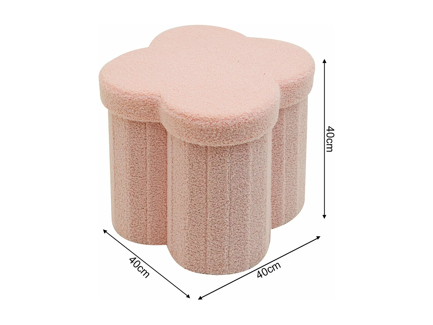 Pufe com armazenamento Rebecca Mobili Hermal 40x40x40 Tecido de Poliéster MDF Rosa Moderno