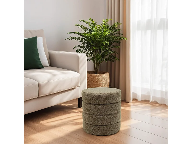 Pouf Contenitore Rebecca Mobili Bunya 40x37x37 Tessuto Poliestere MDF Moderno
