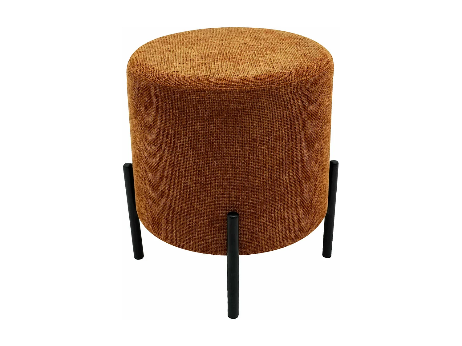 Pouf Rebecca Mobili Semal 43,5x38x38 Tessuto Poliestere Acciaio Arancione Nero Moderno