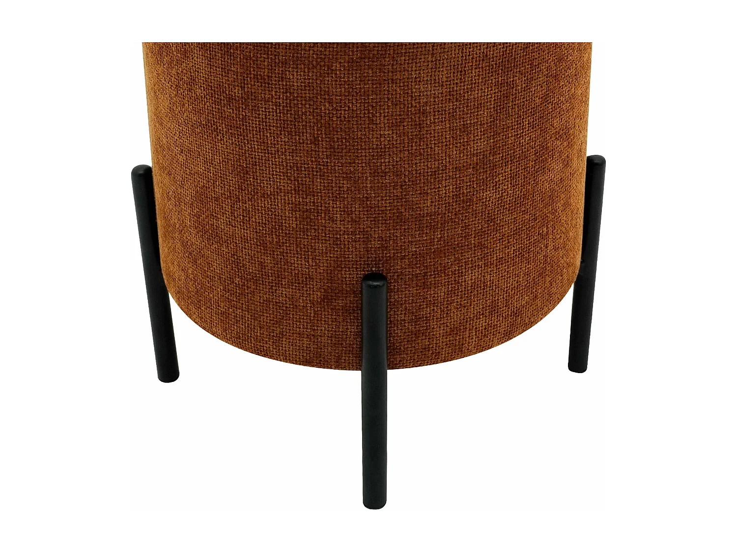 Pouf Rebecca Mobili Semal 43,5x38x38 Tessuto Poliestere Acciaio Arancione Nero Moderno