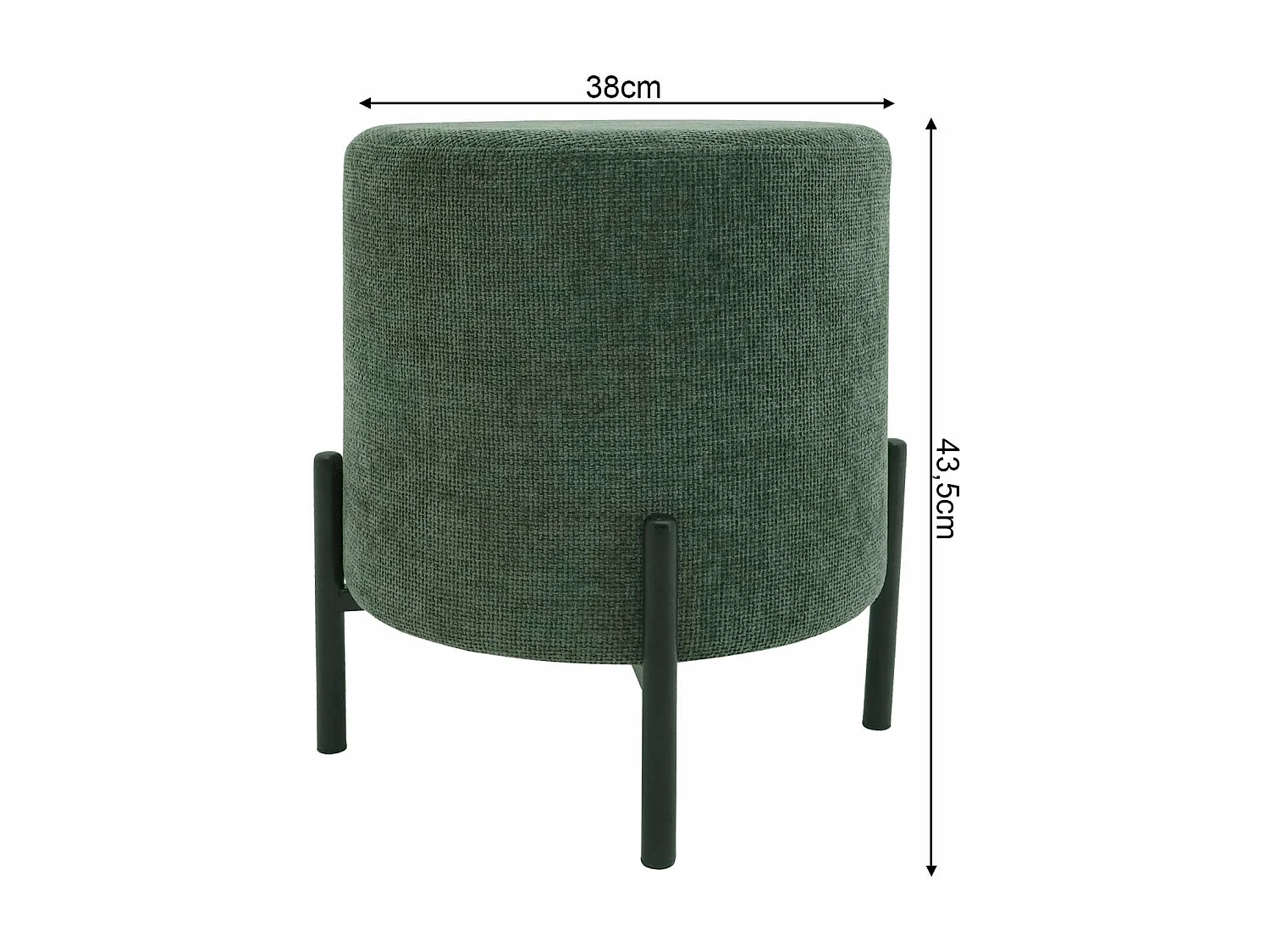 Pouf Rebecca Mobili Daikon 43,5x38x38 Tessuto Poliestere Acciaio Verde Scuro Nero Moderno