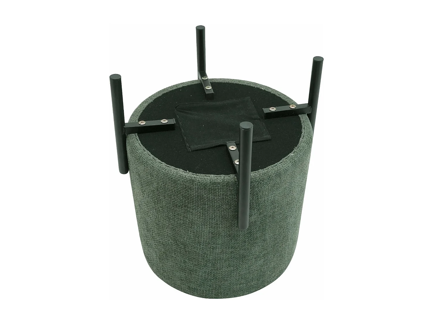 Pouf Daikon 43,5x38x38 Tissu Polyester Acier Vert Foncé Noir Moderne