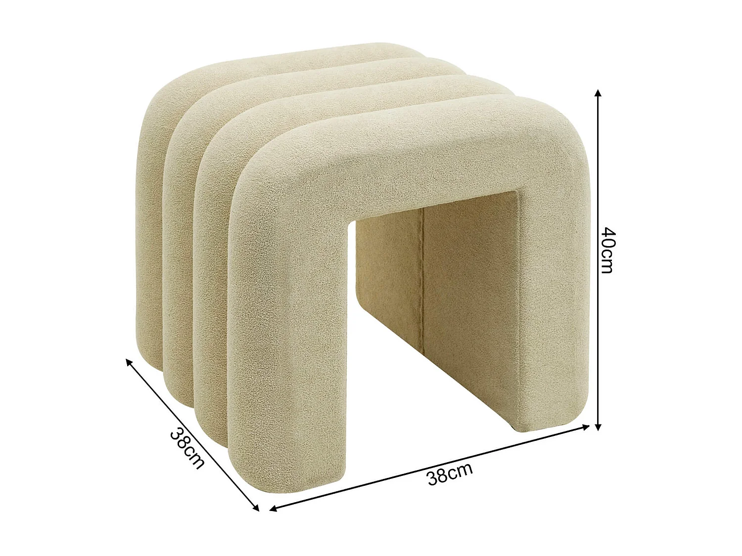 Pouf Rebecca Mobili Nikau 40x38x40 Tessuto Poliestere MDF Beige Moderno SET 2 pezzi