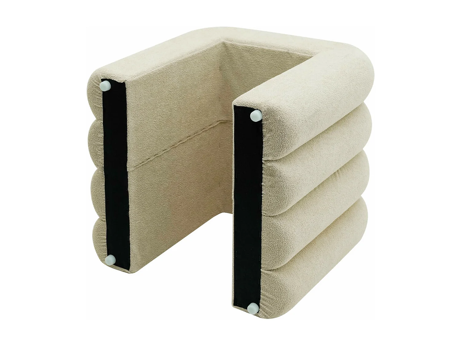 Pouf Rebecca Mobili Nikau 40x38x40 Tessuto Poliestere MDF Beige Moderno SET 2 pezzi