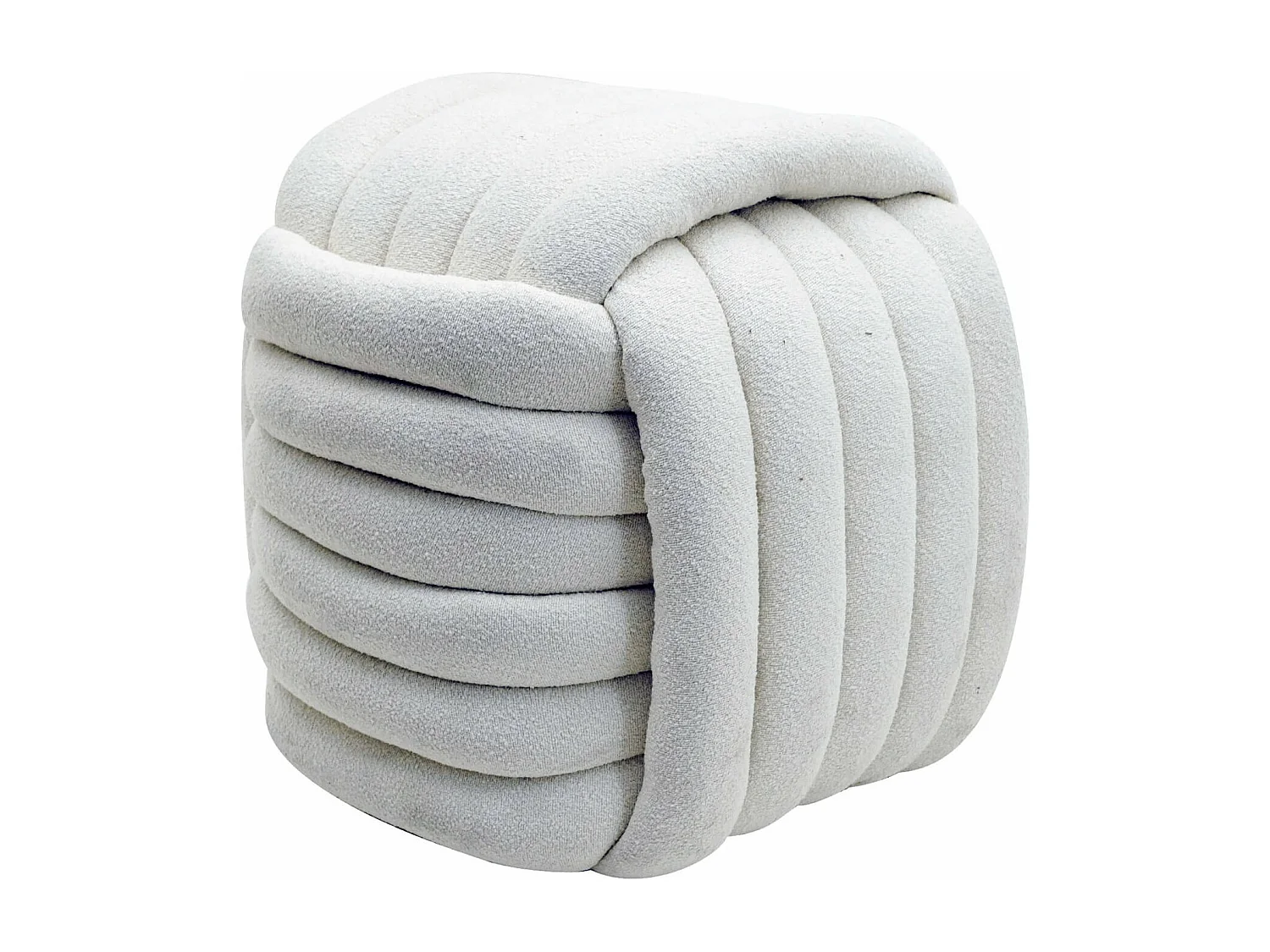 Pouf Rebecca Mobili Oyamel 45x50x50 Tessuto Poliestere MDF Bianco Moderno
