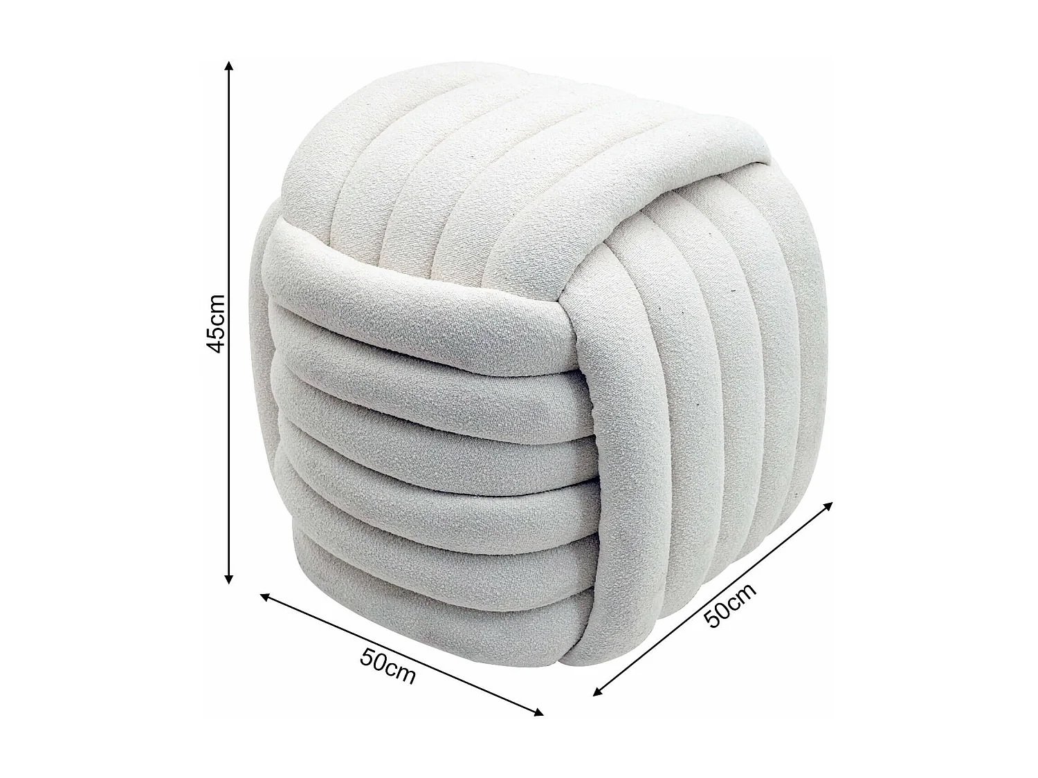 Pouf Rebecca Mobili Oyamel 45x50x50 Tessuto Poliestere MDF Bianco Moderno