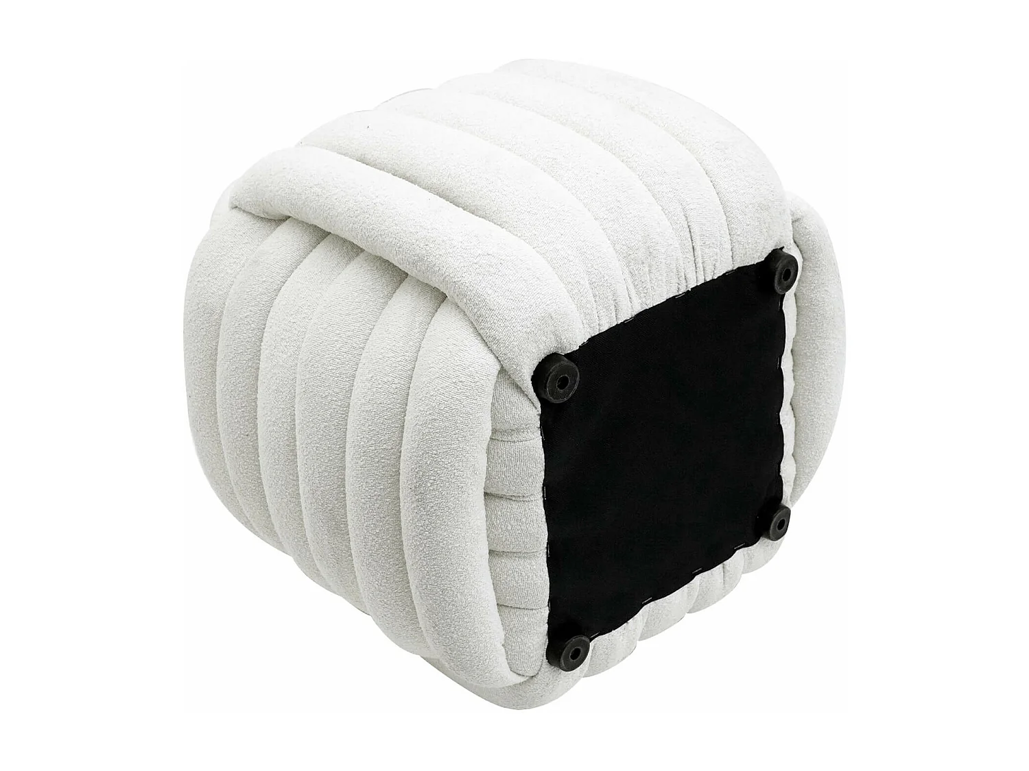 Pouf Rebecca Mobili Oyamel 45x50x50 Tessuto Poliestere MDF Bianco Moderno