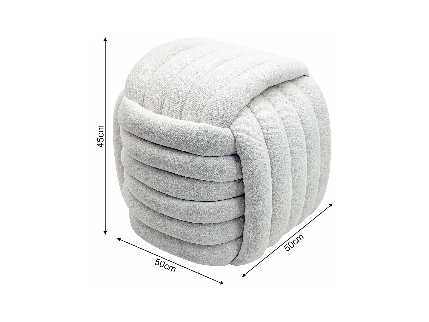 Pouf  Oyamel 45x50x50 Tissu Polyester MDF Blanc Moderne