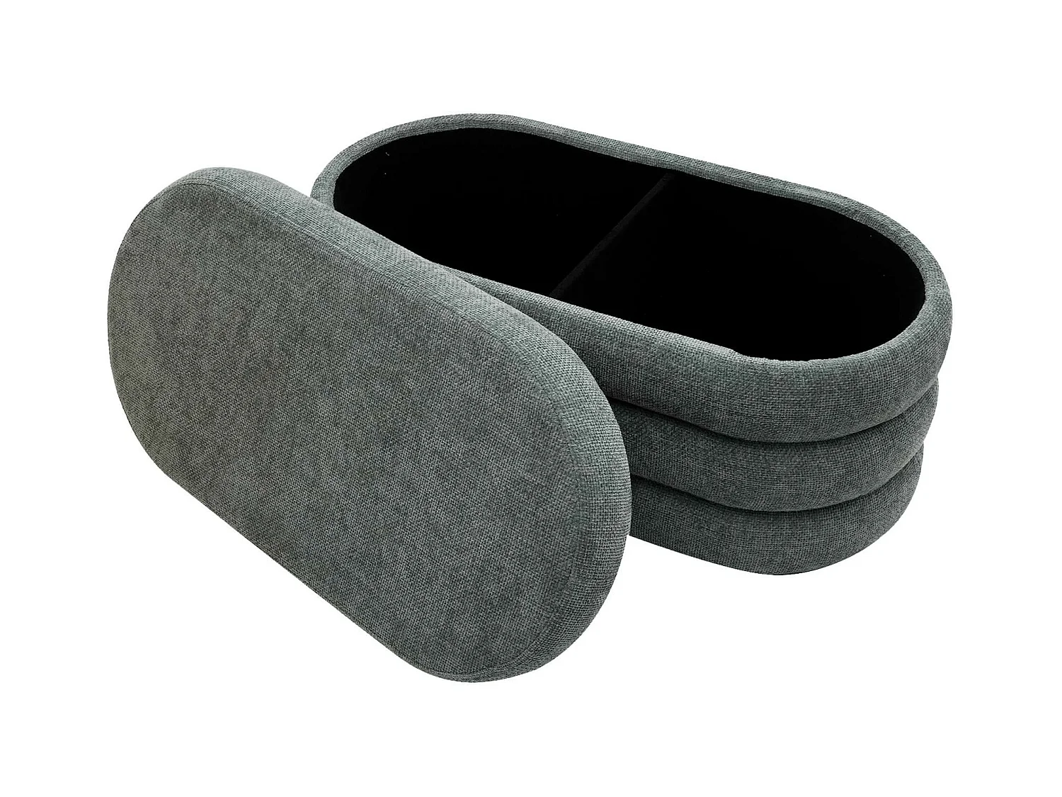 Pouf Contenitore Rebecca Mobili Fagus 38x76x38 Tessuto Poliestere MDF Grigio Moderno